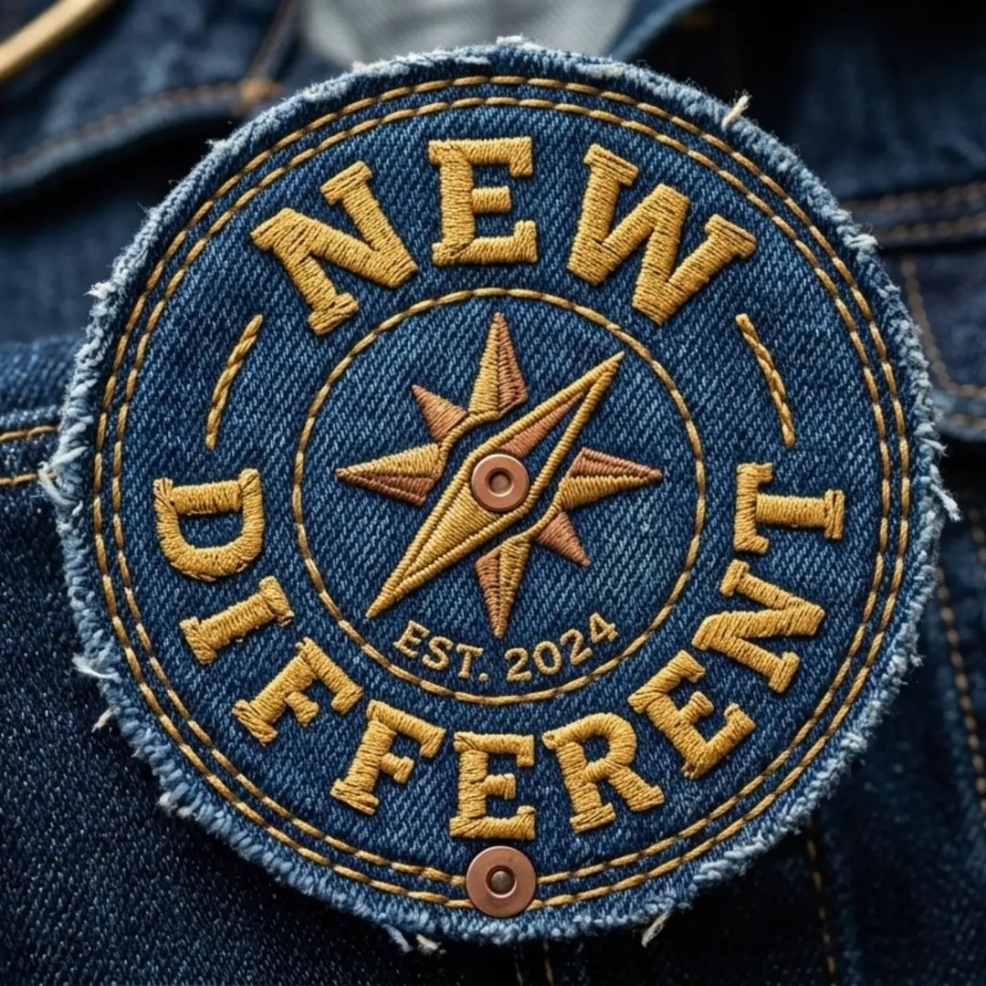 Original New Different embroidered denim logo